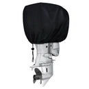 Boat Marine Outboard Engine Cover, Heavy Duty Hood Motor Cowling Lightweight Protector, Black Waterproof UV Resistant 210D Oxford fabric Windproof Straps