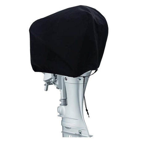 Boat Marine Outboard Engine Cover, Heavy Duty Hood Motor Cowling Lightweight Protector, Black Waterproof UV Resistant 210D Oxford fabric Windproof Straps