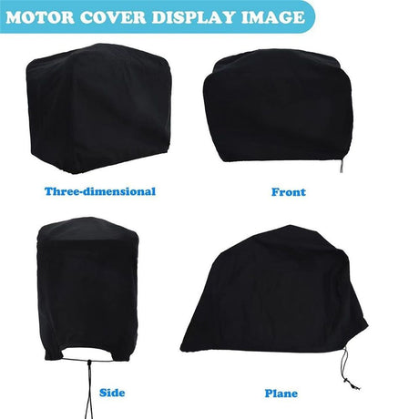 Boat Marine Outboard Engine Cover, Heavy Duty Hood Motor Cowling Lightweight Protector, Black Waterproof UV Resistant 210D Oxford fabric Windproof Straps