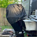 Boat Marine Outboard Engine Cover, Heavy Duty Hood Motor Cowling Lightweight Protector, Black Waterproof UV Resistant 210D Oxford fabric Windproof Straps