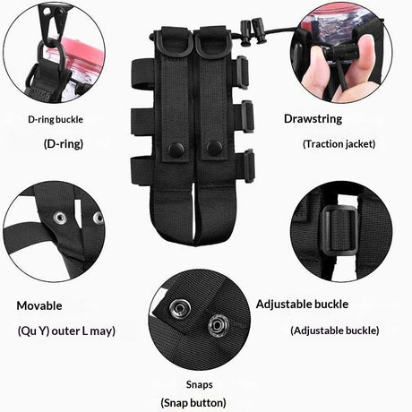 2 pack Water Bottle Pouch for Systems, Adjustable Outdoor Sports Kettle Carrier Holder, Backpack Attachment Pouches (black)