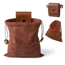 2 pack Foraging Bag, Outdoor Picking Fruit Bags, Waxed Canvas Foraging Pouch, Foldable Leather Belt Pouch with Drawstring Multi-Purpose Picking Bag for Camping, Shells, Treasures, Travel, Hiking