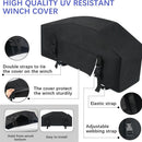 Winch Cover,Heavy Duty UV-resistant Waterproof Winch Protective Cover with Drawstring,Indoor/Outdoor Winch Accessories,Weather Resistant Dust Cover for Electric Winches (Black)