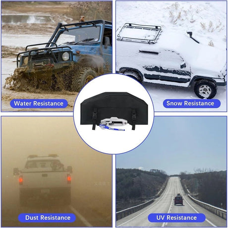 Winch Cover,Heavy Duty UV-resistant Waterproof Winch Protective Cover with Drawstring,Indoor/Outdoor Winch Accessories,Weather Resistant Dust Cover for Electric Winches (Black)