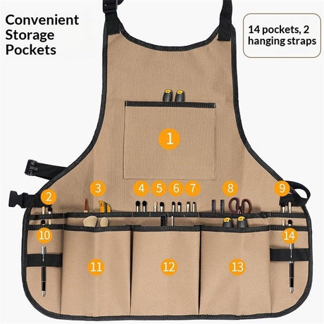 Heavy-Duty Garden Apron with 14 Pockets – Durable WaterProof Gardening Tool Apron for Women Gifts for Mum