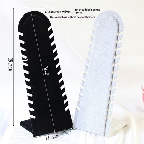2 Pcs Set Bracelet Necklace Chain Display Pad with 12 Slots, Jewelry Organizer Display with Easel Stand for Chains