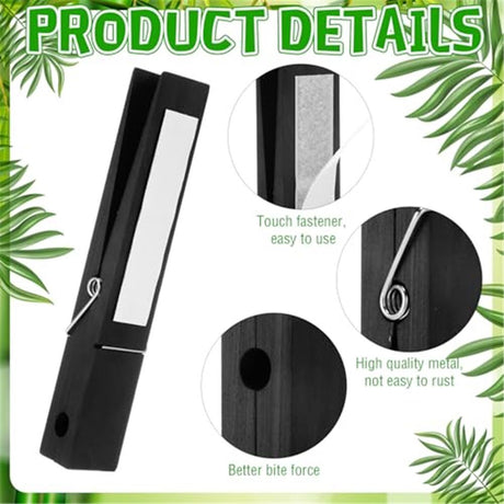 2 Pcs 12 Inch Jumbo Wooden Clothespins Large Clothespin Towel Holder Giant Wooden Clothes Pins Large Clothes Clips with Spring for DIY Craft Winter Farmhouse Bathroom Laundry Room(black)