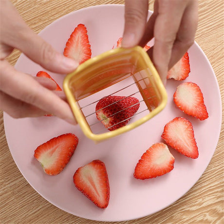 3 PCS Cup Slicer, Egg Stainless Steel Strawberry Slicer, Egg Slicers, Strawberry Cutter, Premium Quickly Making Vegetable Salad Cutter, Craft Fruit Kitchen Tool