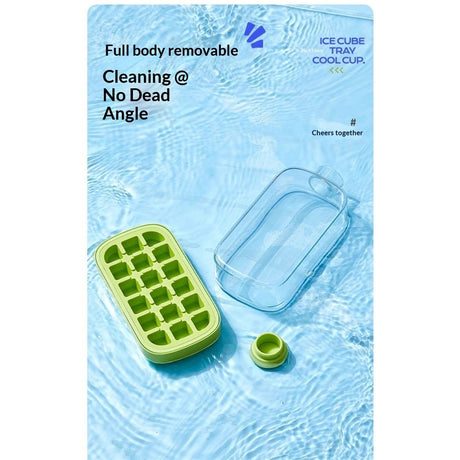 2-in-1 Ice Cube Bottle with Straw - Easy Press Ice Tray Water Bottle, Leak Proof Lid, Vertical Ice Maker for Freezer, Travel, Gym & Home Use (Green, 800ml)