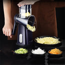 Rotary Cheese Grater with Handle, Manual Vegetable Slicer Grater with 5 Detachable Stainless Steel Blades, Round Grater Slicer Hand Crank Food Chopper for Kitchen with Blade Storage Box
