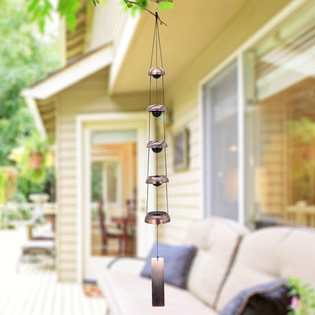 Copper Wind Chimes, Temple Wind Chime,Feng Shui Wind Chimes for Home Yard Outdoor Decoration Bell Wind Chimes Temple Wind Bell Copper Wind Chimes with 5 Bells Feng Shui Wind Chime Memorial