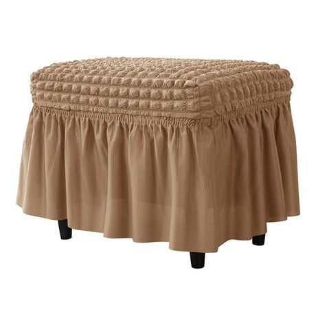 Lattice Stretch  Cover Soft Stretch Slipcover with Skirt Polyester Rectangle Footstool Modern Furniture Protector Bubble Covers for Living Room and Bedroom