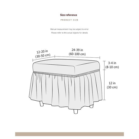 Lattice Stretch  Cover Soft Stretch Slipcover with Skirt Polyester Rectangle Footstool Modern Furniture Protector Bubble Covers for Living Room and Bedroom