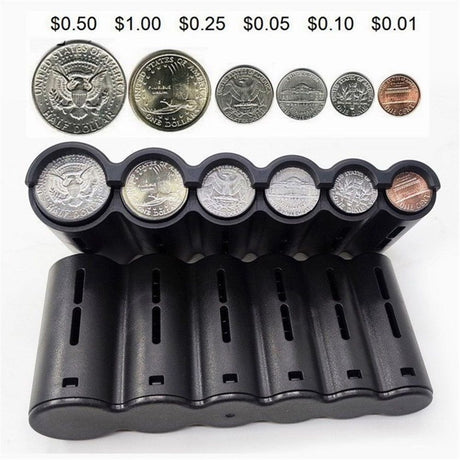 pack with banknote and coin holder with belt and Euro sorter and organizer Euro Coin Holder Coin Dispenser,Purse Coin Sorter Coin Organizer, Black Coin Storage