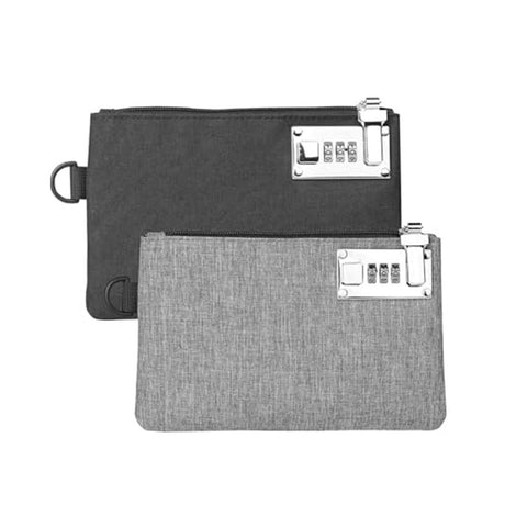 2Pcs Lockable Money Bag - 5.3x8.3 Inches Durable Nylon Locking Bank Bag Coin Purse for Cash, Jewelry, Passports, Medicine, Credit Cards and Valuable Storage Cash Pouch (Black & Grey)