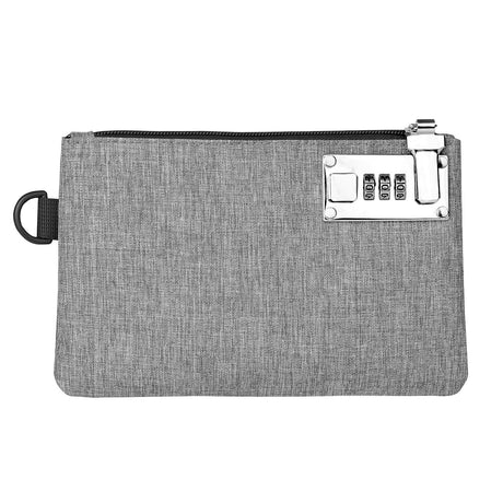 2Pcs Lockable Money Bag - 5.3x8.3 Inches Durable Nylon Locking Bank Bag Coin Purse for Cash, Jewelry, Passports, Medicine, Credit Cards and Valuable Storage Cash Pouch (Black & Grey)