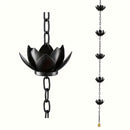 Oak Leaf Rain Chain with Adapter, 4ft Adjustable Lotus Rain Catcher Chain for Gutters Outside Downspout, for Divert Water and Home Display, Black Powder Coated