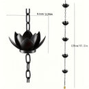 Oak Leaf Rain Chain with Adapter, 4ft Adjustable Lotus Rain Catcher Chain for Gutters Outside Downspout, for Divert Water and Home Display, Black Powder Coated