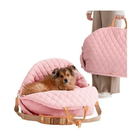Dog Car Seat for Small Dogs – 3-in-1 Travel Carrier, Booster & Dog Bed for Car – Washable, Anti-Slip, Safety Straps – Fits Front & Back Seats – Cozy Pet Car Seat up to 25 lbs – Pink
