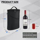 2 Bottle Wine Carrier Tote, Insulated Leakproof Wine Cooler Bag, Wine Travel Bag Tote for Picnic  Beach, Portable Wine Bottle Carrying Case, Gift for Wine Lover Women Men Christmas, Black