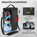 2 Bottle Wine Carrier Tote, Insulated Leakproof Wine Cooler Bag, Wine Travel Bag Tote for Picnic  Beach, Portable Wine Bottle Carrying Case, Gift for Wine Lover Women Men Christmas, Black