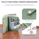 Slim Wallet for Women,Blocking Bifold Credit Card Holder with Zipper Coin Pocket,ID Window,Keychain（Green）