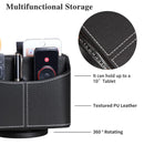 Remote Control Holder 360 Degrees Rotatable Desk Stationery Supply Organizer PU Leather Desktop Storage Box for Controllers Media Bedside Spinning TV Caddy iPad Mobile Pencil Cosmetic