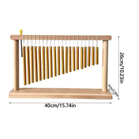 20 Note Chime Wind Chime 20 Bars Instrument Percussion with Mallet (Gold) Chime Table Wind Chime Bar Percussion Instrument Single Row Chime Hand Chimes Relaxing