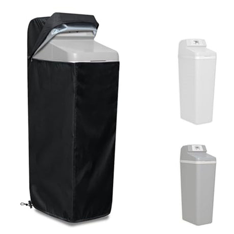 Water Softener Cover for Grain Softener, Openable top Easy to use Removal-free installation for UV Dust protection of Water Softener Housings Outdoor or indoor (Black)