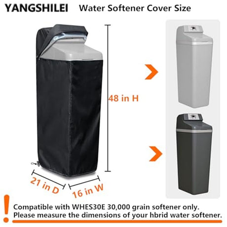 Water Softener Cover for Grain Softener, Openable top Easy to use Removal-free installation for UV Dust protection of Water Softener Housings Outdoor or indoor (Black)