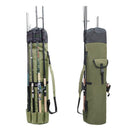 Durable Canvas Fishing Rod & Reel Organizer Bag Travel Carry Case Bag- Holds 5 Poles & Tackle Waterproof Rod Reel Bag Carrier Case,