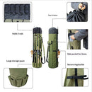Durable Canvas Fishing Rod & Reel Organizer Bag Travel Carry Case Bag- Holds 5 Poles & Tackle Waterproof Rod Reel Bag Carrier Case,