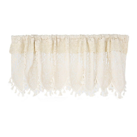 Retro Crochet Curtain Valance for Kitchen Window Boho Curtain Tiers for Coffee Decor Rod Pocket Farmhouse Short Curtains for Room Divider 1 Panel Knitting Doorway Curtain W35 X L15 Inch