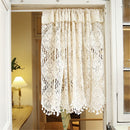 Retro Crochet Curtain Valance for Kitchen Window Boho Curtain Tiers for Coffee Decor Rod Pocket Farmhouse Short Curtains for Room Divider 1 Panel Knitting Doorway Curtain W35 X L15 Inch