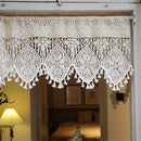 Retro Crochet Curtain Valance for Kitchen Window Boho Curtain Tiers for Coffee Decor Rod Pocket Farmhouse Short Curtains for Room Divider 1 Panel Knitting Doorway Curtain W35 X L15 Inch
