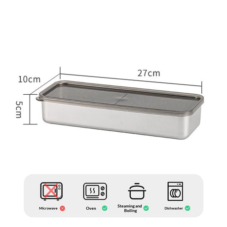 Bacon Container for Refrigerator, Bacon Storage with Lids Airtight, Stainless Steel Airtight Deli Meat Containers for Fridge, Long Container for Kitchen Food Storage (2 Pcs Rectangle)