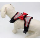 Reflective Dog Harness with Rhinestone, Cute Bling Ties Dog Harness Dog Leash, Reflective Chest Strap with Shiny Bow (M, red)