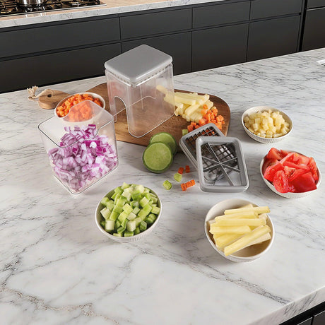 4-in-1 Vegetable Chopper, Slicer, French Fry Cutter | Potato Shredder, Onion Dicer, aple Slicer Manual Tool For Efficient Kitchen Prep And Convenient Food Dicing, Slicing, And Shreddi