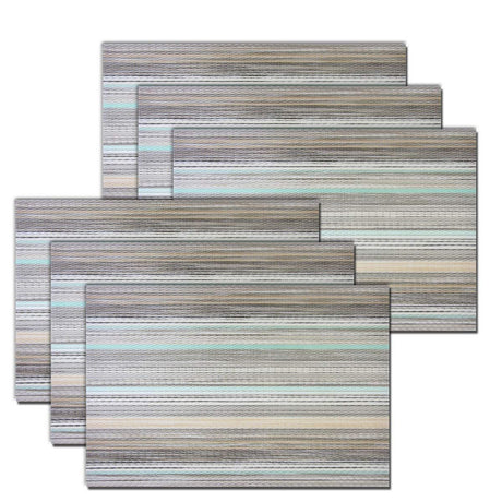 Placemats Set of 6, Heat Resistant Non-Slip Woven Table Mats for Dining Table, Washable Durable Elegant Place Mats for Kitchen Indoor/Outdoor Use (blue stripes)
