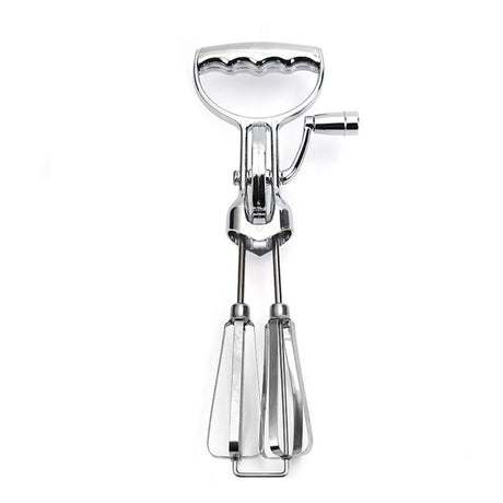 Baking hand cranked electroplated egg beater, dual wheel stainless steel kitchen mixer, cake baking tool Egg Beater Classic Hand Crank Style Stainless Steel Mixer （large size）