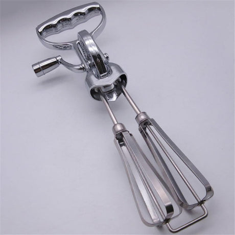Baking hand cranked electroplated egg beater, dual wheel stainless steel kitchen mixer, cake baking tool Egg Beater Classic Hand Crank Style Stainless Steel Mixer （large size）