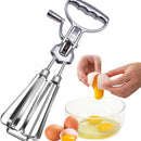 Baking hand cranked electroplated egg beater, dual wheel stainless steel kitchen mixer, cake baking tool Egg Beater Classic Hand Crank Style Stainless Steel Mixer （large size）