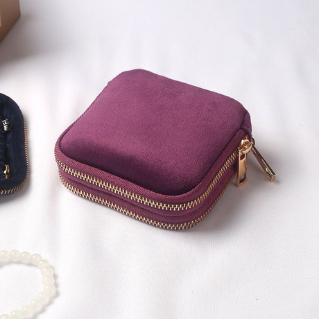 Travel Jewelry Organizer Case, 2-Layer Pouch, Earrings & Rings, Anti-Tangle Scratch-Resistant Small Jewelry Bag, Elegant Gift (Plum Purple)
