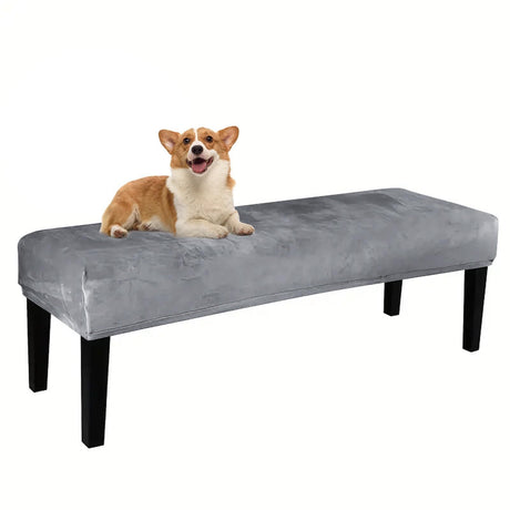 Rectangle Bench Covers, Removable Dining Chair Cover, Soft Fit Universal Stretch Bench Chair Slipcovers, Anti-Dust Washable Jacquard Seat Protector for Bedroom, Living Room, Kitchen( light gray）