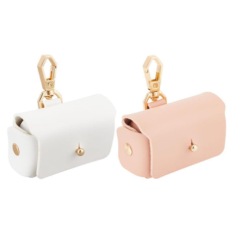 2pcs Couple Ring Storage Box for Proposal Engagement Ceremony Party Leather ring storage bag creative anti loss ring foreskin leather buckle design ring bag(pink+white)