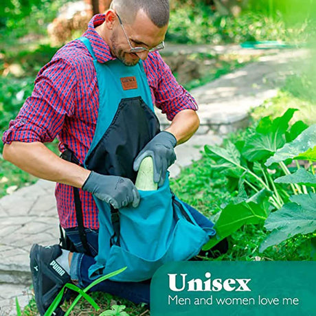 Gardening Apron, Garden Apron with Quick Release Pockets,Water Resistant Oxford with Adjustment Cross Strap,Farm Work- Blue