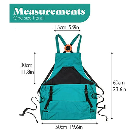 Gardening Apron, Garden Apron with Quick Release Pockets,Water Resistant Oxford with Adjustment Cross Strap,Farm Work- Blue