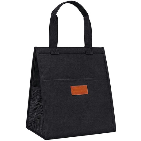 Lunch Bag for Women Men Insulated Lunch Tote Bags Waterproof Reusable Lunch Box Soft Cooler with Pockets for Work Travel Picnic, Black