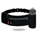 Running Belt Bag With Foldable Water Bottle Holder(Bottles NOT Included), No Bounce Large Pocket Water Resistant Fanny Waist Pack, Hydration Running Phone Holder For Men And Women (Black)