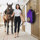 600D Oxford cloth Hay Feeder Tote Bag for Horses, Sheep with Reduces Waste - Comes with Hay Net (Purple)